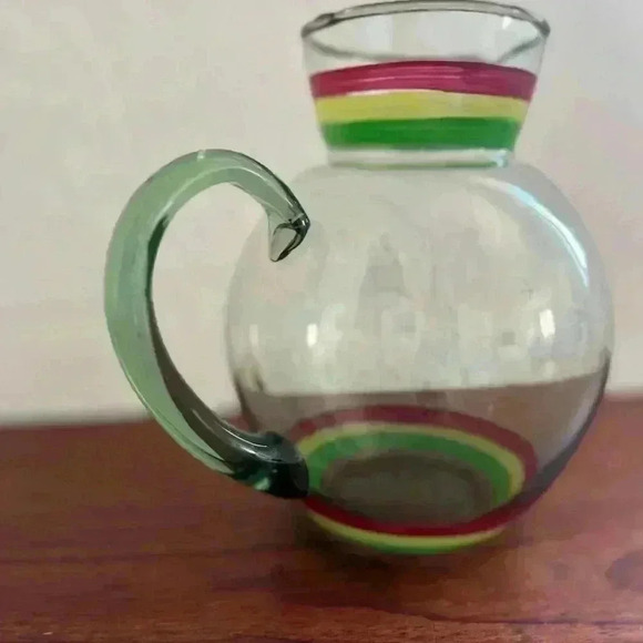 Vintage Hand Blown Glass Orange Juice Pitcher - Picture 4 of 5